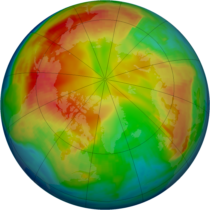 Arctic ozone map for 10 February 1999